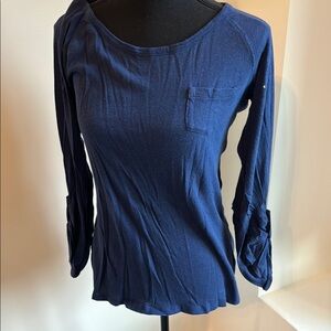 Old Navy Fitted Blue 3/4 Sleeve Blouse